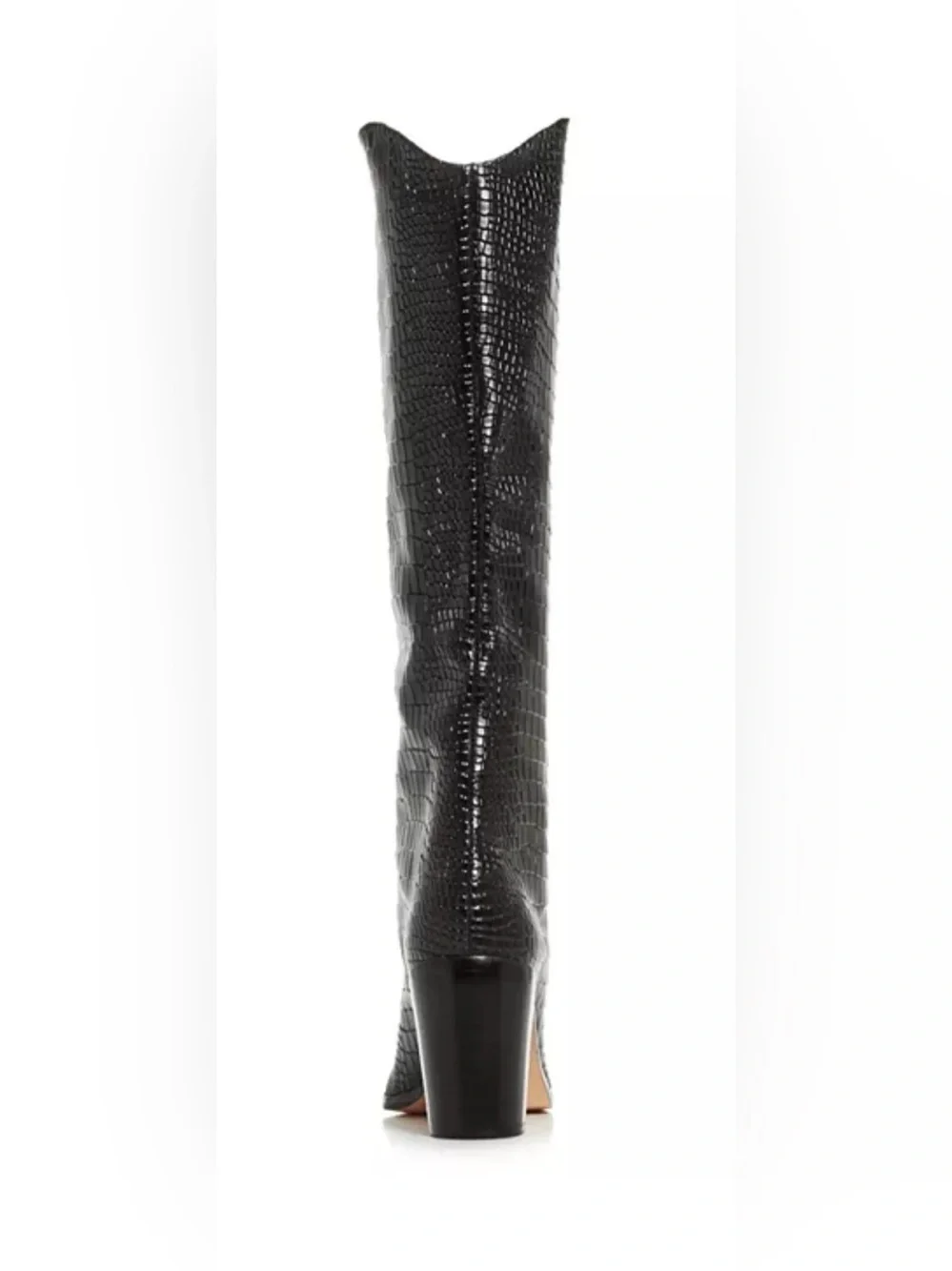 Schutz Maryana Black Croc Embossed Leather Knee High Boots US 8 EU 38